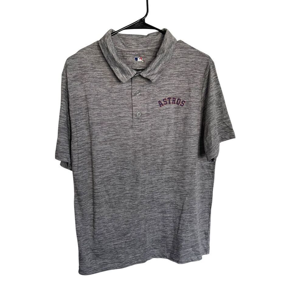 Genuine Merchandise Mens Gray MLB Houston Astros Short Sleeve Polo Shirt Large